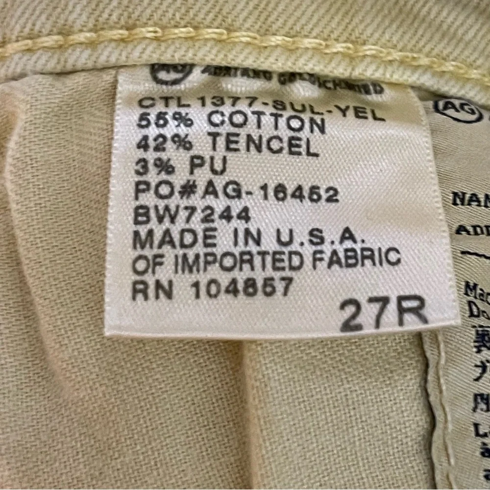 Adriano Goldschmidt AG The Stevie Ankle - Size 27R -Yellow Slim Straight Jeans